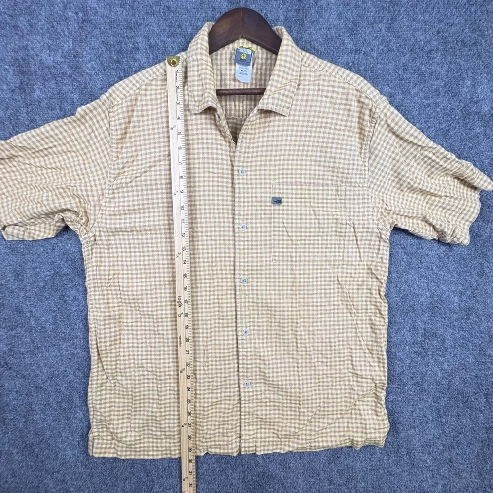The North Face A5 Series Mens XL Gingham Button Down Shirt Yellow Short Sleeve